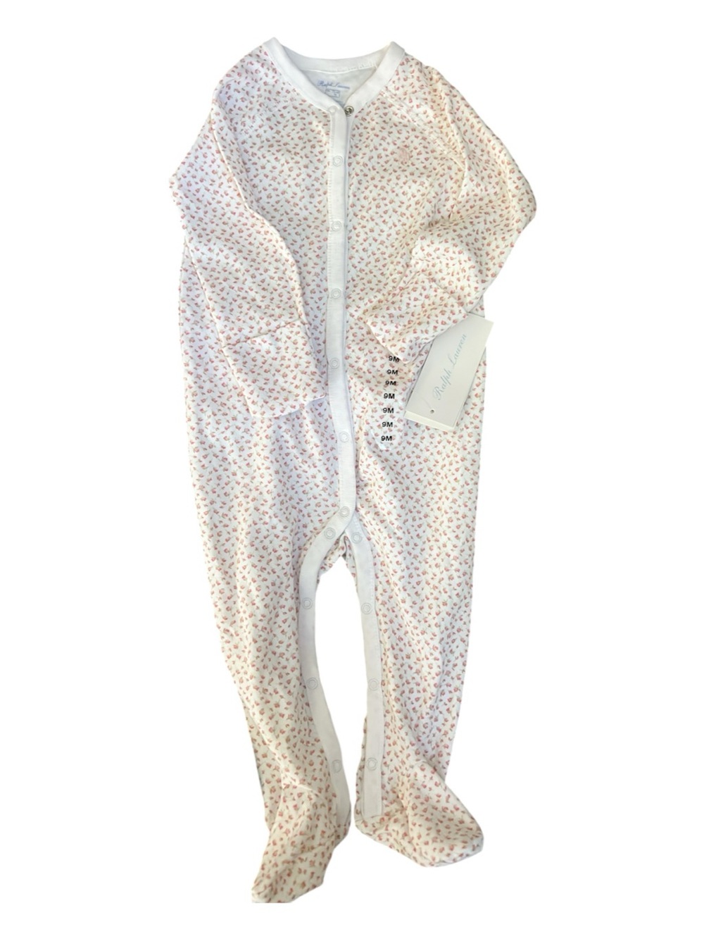 Ralph Lauren Pink Floral Footed One-Piece